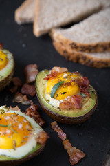 Baked Avocado with Egg and Bacon