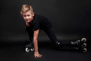 smilling roller skate teenage boy