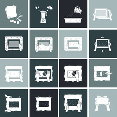 Hand paper making process icon set vector