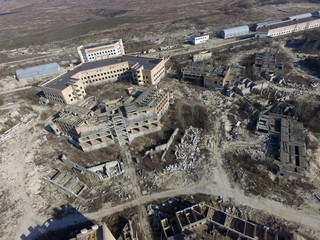 Abandoned construction site of Hospital. (aerial drone image)Abandoned at 1991,during Ukrainian...