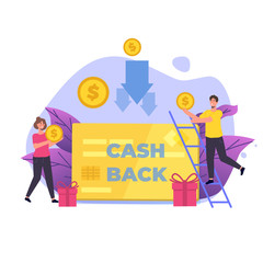 Money cash back, online banking, money growth concept. Flat vector  illustration.