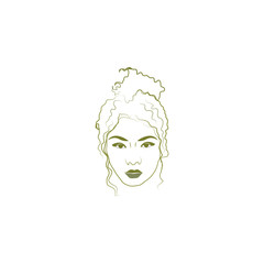Illustration of beauty face woman with line vector design.