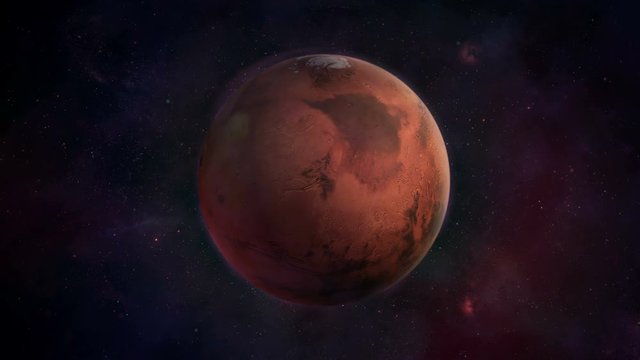 Red planet Mars in dark blue space
