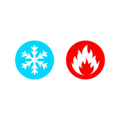 Hot and cold vector icon set on white