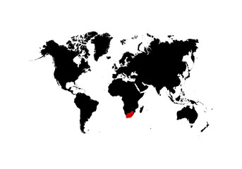 The map South Africa of is highlighted in red on the world map - Vector