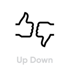 Up down thumb icon. Editable line vector.