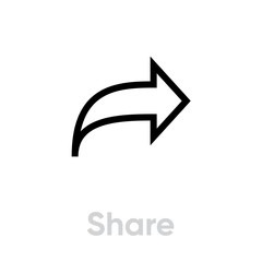 Share video tv icon. Editable line vector.