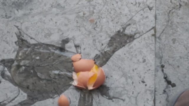 Egg falling on the ground