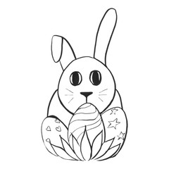 easter bunny rabbit with eggs for cards, flyers, content