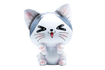 Piggy bank, cute cat shape  white background and isolated