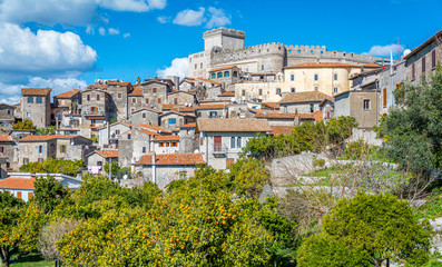 Fototapeta na wymiar Panoramic sight in Sermoneta, medieval village in Latina Province, Lazio, Italy.