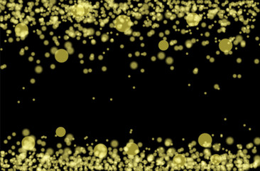 golden glitter particles background. Christmas abstract pattern. Copy space