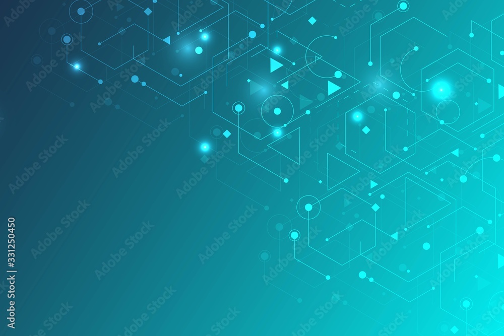 Poster modern futuristic background of the scientific hexagonal pattern. virtual abstract background with p