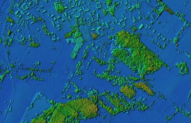 DEM - digital elevation model. Product made after proccesing pictures taken from a drone. It shows village with houses