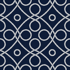 Vector endless nautical rope pattern, hand drawn