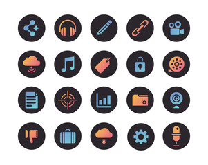 bundle of social media set icons