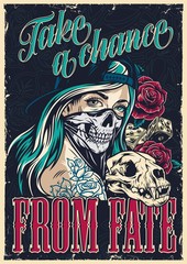 Colorful chicano tattoo poster