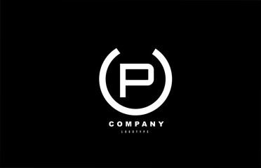 P white and black letter logo alphabet icon design for company and business