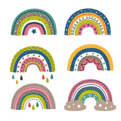 set of isolated colorful rainbows part 1 - vector illustration, eps    