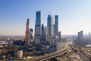 urban and industrial megapolis views taken from a drone