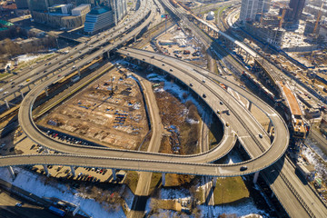 Naklejka premium urban and industrial megapolis views taken from a drone