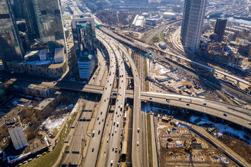 Obraz premium urban and industrial megapolis views taken from a drone