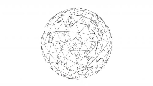 Abstract geometric design, low poly sphere, seamless looped 4k animation