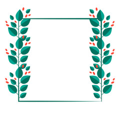 Frame with an empty place for an inscription. Leaves and fruits of coffee, coffee.