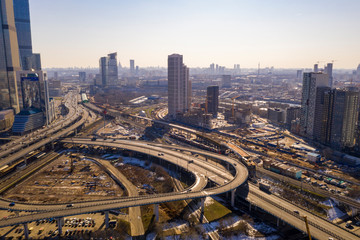 Naklejka na ściany i meble urban and industrial megapolis views taken from a drone