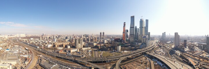 Fototapeta na wymiar urban and industrial megapolis views taken from a drone