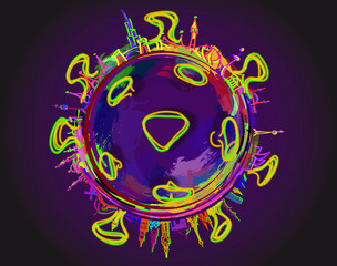 Abstract virus strain model Novel coronavirus 2019-nCoV