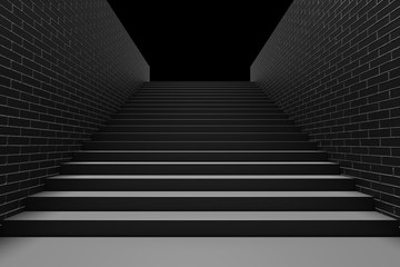 Black staircase in underground passage upward