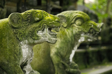 Stutue in Sacred Monkey Forest, Ubud, Bali, Indonesia
