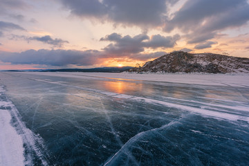 A stunning sunrise over Lake Baikal, Russia.