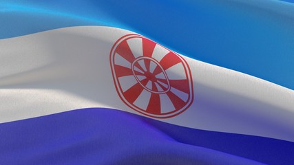 Russian region flag images - The flag of Evenk Autonomous Okrug. Waving banner 3D illustration. © Quatrox Production