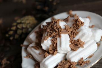 Hot chocolate with marshmallow so close