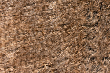 Brown real wool with a dark top texture background, orange natural wool,  fluffy fur texture for designers, close-up  wool rug