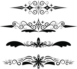 Creative art brush set with various 4 patterns for border in black and white style
