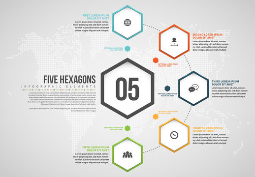 Five Hexagons Infographic Layout