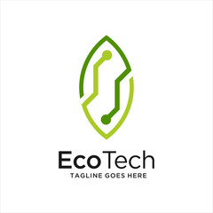 Eco Tech Logo Template Design Vector, Emblem, Design Concept, Creative Symbol, Icon