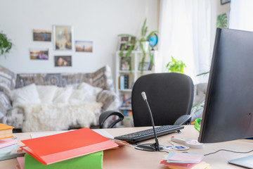 Workplace at home. Remote work. Freelance. coronavirus quarantine.