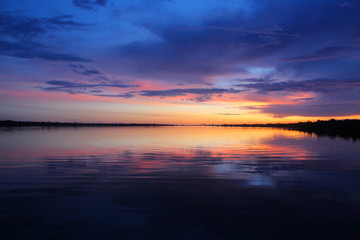 Twilight scenery (sunset) on the mentaya river (indonesia)