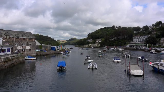 Pretty harbour Looe in Cornwall England UK 4K