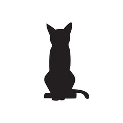 Cute cat black silhouette vector illustration isolated.