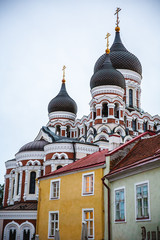 Fototapeta na wymiar Russian Orthodox Church: Alexander Nevsky Cathedral (Aleksander Nevski Katedraal) in Estonia, Tallinn
