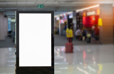 Mock blank billboards or posters in the airport  ,Empty advertising billboard at aerodrome for advertisement.
