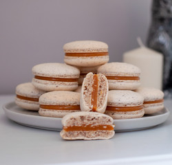 Macarons with caramel ganache