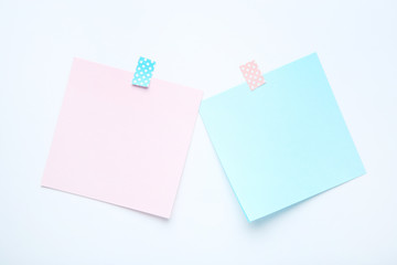 Paper sticky notes on white background