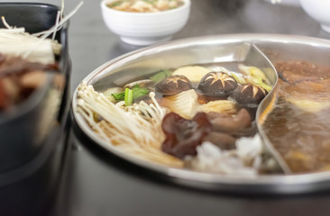 Japanese Shittake Mushrooms in a Shabu Shabu Hot Pot.