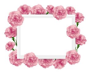 art frame with carnations illustration